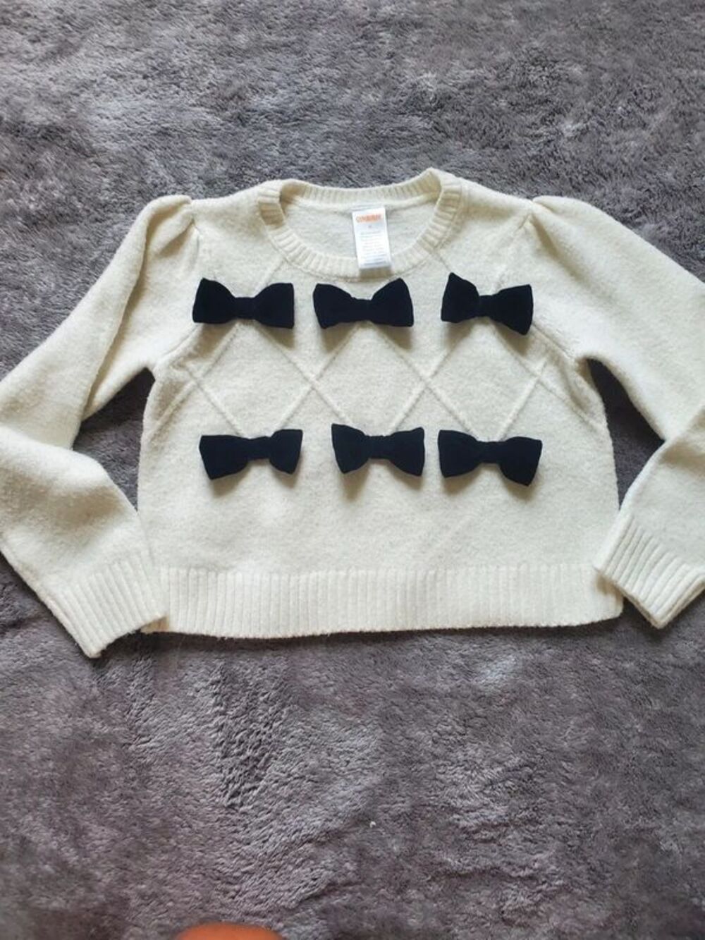 Girls 6T White Sweater with Black Bows